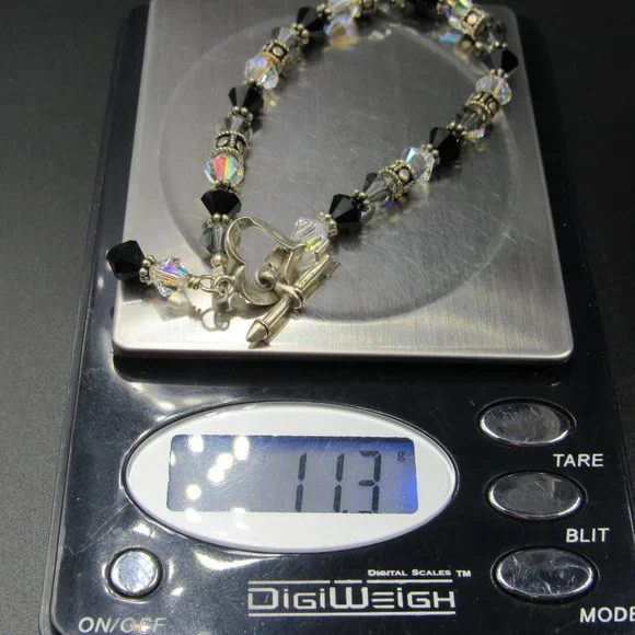 7" Sterling Silver Crystal Heart & Arrow Bracelet Vintage - Picture 7 of 7